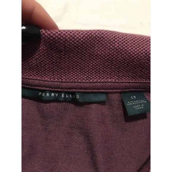 Perry Ellis Golf Polo Shirt Short Sleeve Purple Black Patterned Mens LG Tall (t) - Picture 5 of 5